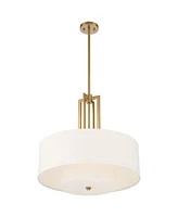 Possini Euro Design Sundry Antique Brass Gold Hanging Pendant Lighting 24" Wide Modern Double Drum Shades Fixture for Dining Room House Entryway Bedro