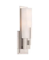 Possini Euro Design Midtown Modern Wall Light Sconce Satin Nickel Hardwired 4 1/2" Wide Fixture White Glass Rectangular Shade for Bedroom Bathroom Bed