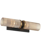 Stiffel Palais 20 1/4" High Black and Warm Brass 2-Light Wall Sconce