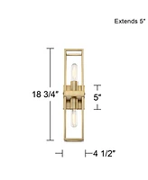 Fabrian Modern Wall Sconce Lighting Warm Brass Hardwired 18 3/4" High 2-Light Fixture Rectangular Open Frame for Bedroom Bathroom Bedside Living Room
