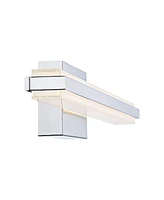 Possini Euro Design Eloe Modern Linear Wall Lights Set of 2 Chrome Silver Hardwired 4 1/2" Led Fixture Painted White Glass Shade for Bedroom Bathroom