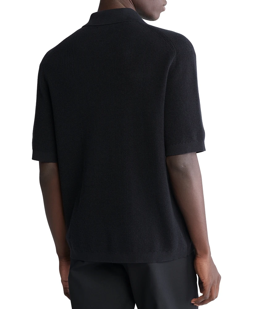 Calvin Klein Men's Waffle-Knit Polo Shirt