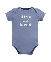 Touched by Nature Baby Boys Organic Cotton Bodysuits, Blue Peanut