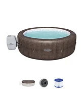 Bestway SaluSpa St Moritz AirJet Inflatable Hot Tub w/ EnergySense Cover, Brown