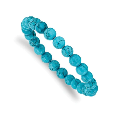 Chisel 8mm Blue Turquoise Agate Beaded Stretch Bracelet