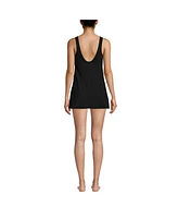 Lands' End Women's Scoop Neck Swim Dress One Piece Swimsuit