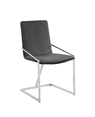 Simplie Fun Zlatan Side Chair(Set-2), Gray Velvet & Chrome Finish