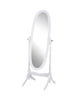 Simplie Fun Traditional Queen Anna Style Wood Floor Cheval Mirror, White Finish