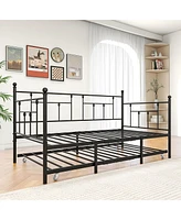 Streamdale Furniture Metal Daybed Frame Twin Size Platform With Trundle, No Box Spring Needed