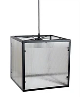 Slickblue Iron Metal Hanging Lamp With Ribbed Acrylic 12"sq