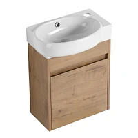 Soft Close Doors Bathroom Vanity With Sink,16 Inch For Small Bathroom
