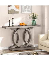 Tribesigns 55 inches Console Table with Unique Base, Farmhouse Hallway Table, Wooden Entryway Modern Sofa for Living Room, Long Ac