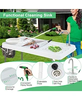 Slickblue Portable Camping Fish Cleaning Table with Grid Rack and Faucet