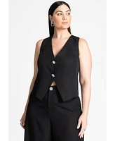 Eloquii Women's Crystal Button Fitted Vest