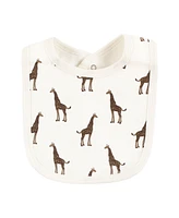 Touched by Nature Infant Boy Organic Cotton Bibs, Classic Safari Animals, One Size