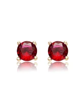 GiGiGirl Adorable 14K Gold Plated Ruby Red Cubic Zirconia Stud Earrings for Teens