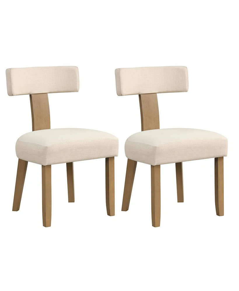 Slickblue Dining Chairs Set of 2 with Curved Backrest Padded Seat-Beige