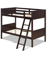 Sugift Wooden Twin Over Twin Bunk Bed Frames with Ladder and Safety Rail