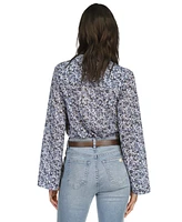 Michael Kors Women's Floral-Print Button-Front Flare-Sleeve Top