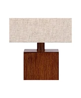 360 Lighting Darryl Modern Accent Table Lamp 23" High Faux Wood Rectangular Block Textured Brown Tan Fabric Shade for Bedroom Living Room House Home B