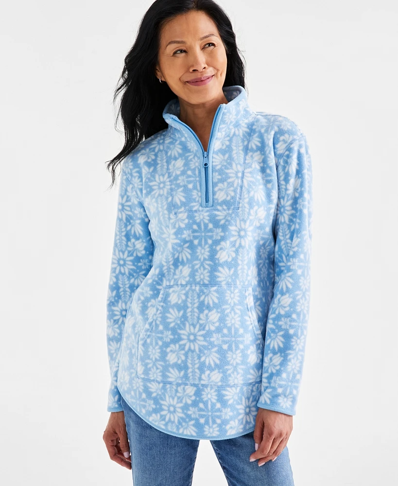 Style & Co Women's Printed Quarter Zip Polar Fleece, Created for Macy's