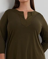 Lauren Ralph Plus 3/4-Sleeve Tunic