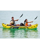 Intex Explorer K2 Yellow 2 Person Inflatable Kayak with Oars & Air Pump (2 Pack)