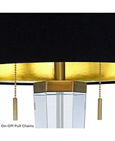 Vienna Full Spectrum Belle Modern Table Lamp 33 1/4" Tall Clear Crystal Glass Tapered Column Gold Accents Black Drum Decor Shade for Bedroom Living Ro