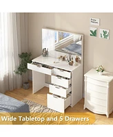 Sugift Modern Vanity Table Vanity Desk with 5 Drawers