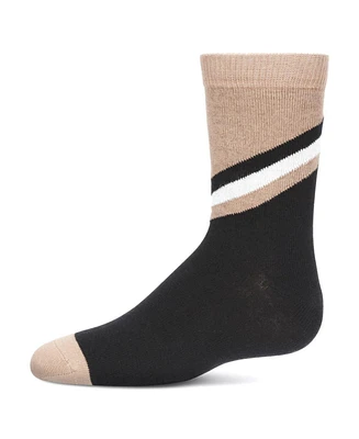 MeMoi Boys Geometric Diagonal Stripe Crew Socks