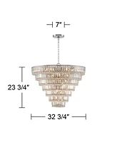 Vienna Full Spectrum Magnificence Brushed Satin Nickel Chandelier 32 3/4" Wide Modern Dimmable Led 7-Tier Faceted Clear Crystal Glass 29