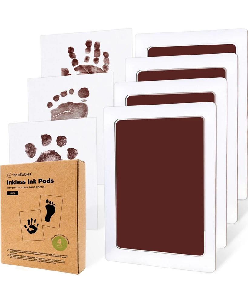 KeaBabies 4pk Inkless Ink Pad for Baby Hand and Footprint Kit, Clean Touch Dog Paw