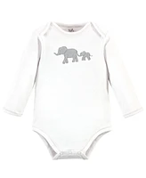 Touched by Nature Baby Girls and Boys Marching Elephant Long-Sleeve Bodysuits, Pack of 5