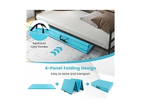 Slickblue 4-Panel Pu Leather Folding Exercise Mat with Carrying Handles