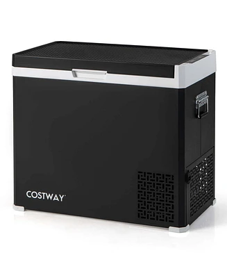 Costway 12 Volt Car Refrigerator 53QT Portable Car Fridge with -4 68 for RVs Adjustable Range Black