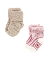 Hudson Baby Girls Cozy Chenille Newborn and Terry Socks