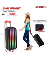 5 Core Bluetooth Speaker Karaoke Machine Portable Singing Pa System w Dj Light + Fm + Usb + Tf Card - Plb 10X2 2MIC