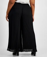 Alex Evenings Plus Pleated Wide-Leg Pants