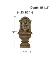John Timberland Royal Lions Head Mediterranean Outdoor 3 Tiered Wall Water Fountain 51" High with Led Light for Garden Patio Backyard Deck Home Lawn P