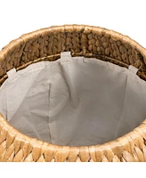 Jonathan Y Colt 17" Coastal Bohemian Handwoven Hyacinth Storage Stool with Lid, Natural