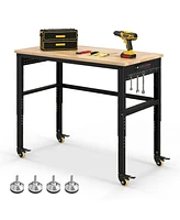 Slickblue 48 Inch Adjustable Work Bench with Power Outlets-Natural