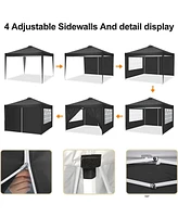 Givimo 10x10 Canopy Tent Instant Pop-Up Canopy with 4 Sidewalls for Patio Backyard Garden Party Black