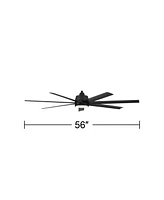 56" Phoenix Modern Indoor Ceiling Fan with Cct Led Light and 6-Speed Remote Max Black Finish 7-Blade for Bedroom Living Room Kitchen Dining Office Fam