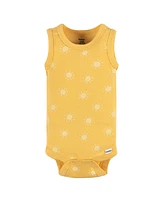 Gerber Baby Girls Sleeveless Onesies Bodysuits, 4 Pack