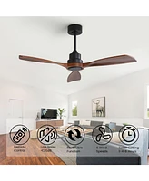 Sofucor 48 Solid Wood Blades Ceiling Fan Without Light