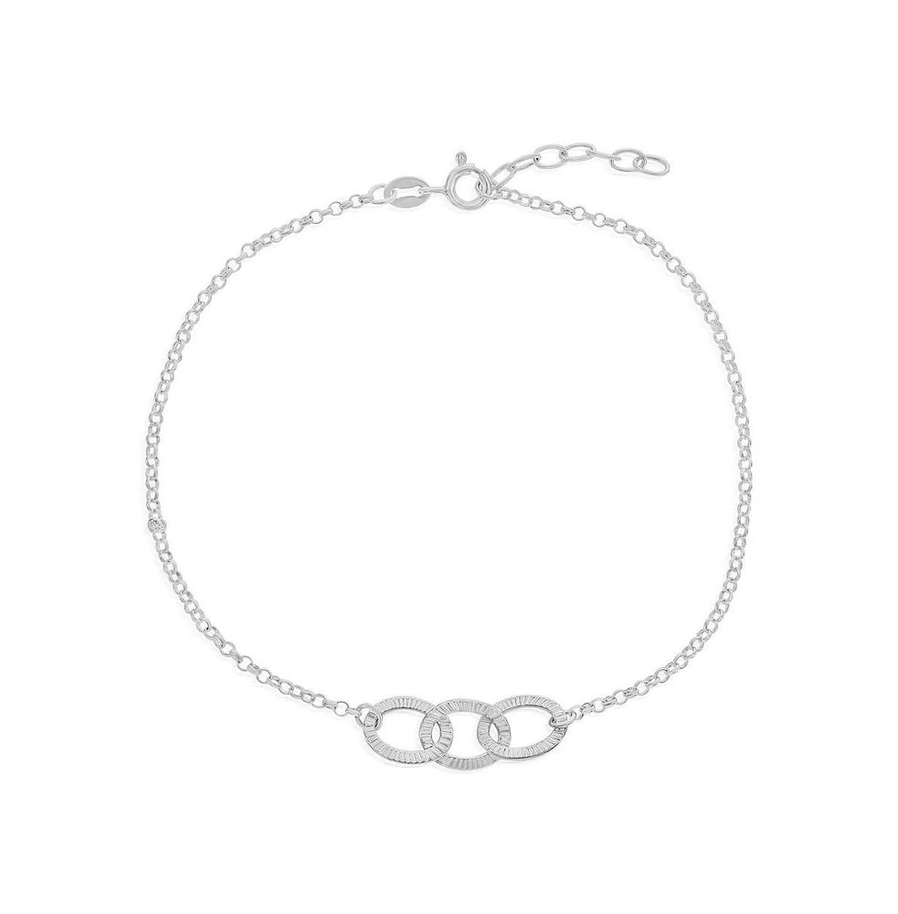 Simona Sterling Silver Triple Lined Open Oval Anklet