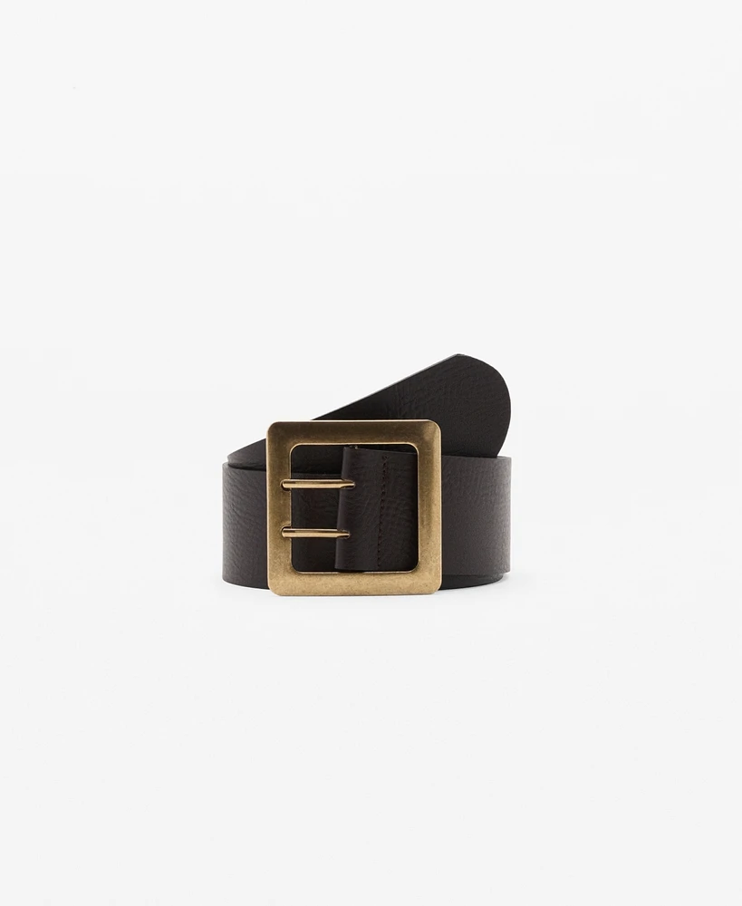 Mango Women's Buckle Leather Belt