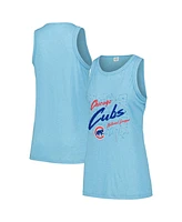 Soft as a Grape Women's Light Blue Chicago Cubs Gauze High Neck Tank Top