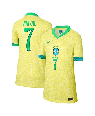 Nike Big Boys and Girls Vini Jr. Yellow Brazil National Team 2024 Home Replica Jersey