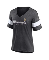 Fanatics Women's Heathered Charcoal Minnesota Vikings Give It All Tri-Blend Half-Sleeve V-Neck T-Shirt